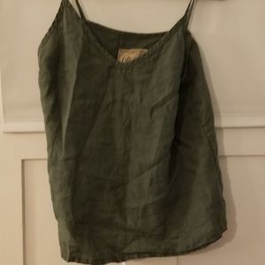 Dark forest green Linen cami tank top